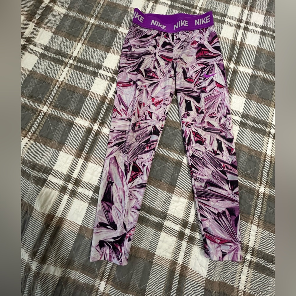 Nike Purple and Pink Kids Athletic Leggings